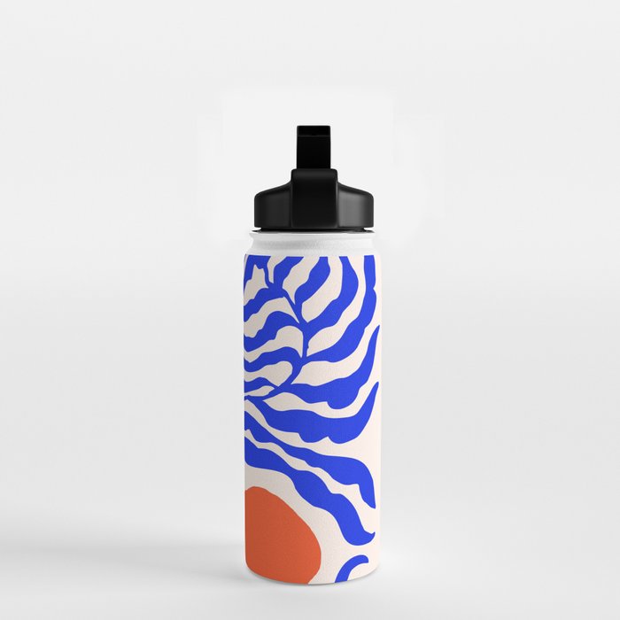 Blue and Orange Abstract Leaf Water Bottle Gallery Image 2