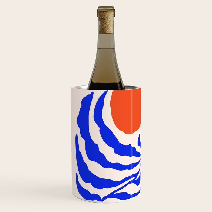 Blue and Orange Abstract Leaf Wine Chiller Gallery Image 2