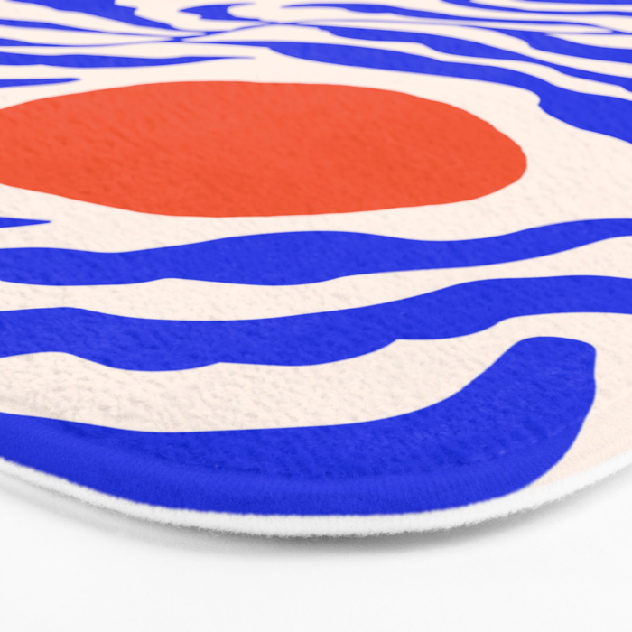 Blue and Orange Abstract Leaf Bath Mat Gallery Image 3
