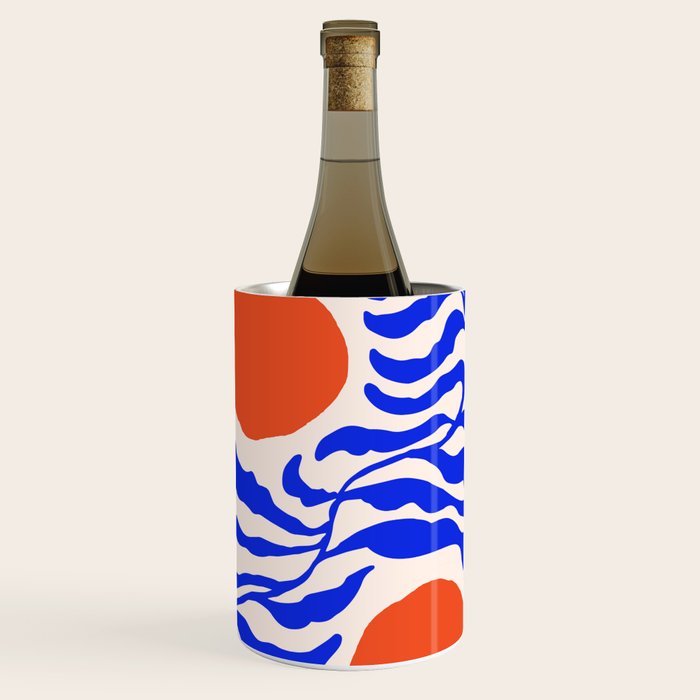 Blue and Orange Abstract Leaf Wine Chiller Gallery Image 1