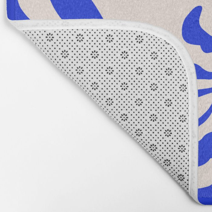 Blue and Orange Abstract Leaf Bath Mat Gallery Image 2