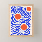 Blue and Orange Abstract Leaf Mini Art Print Gallery Image 1