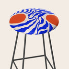 Blue and Orange Abstract Leaf Stool Gallery Image 2