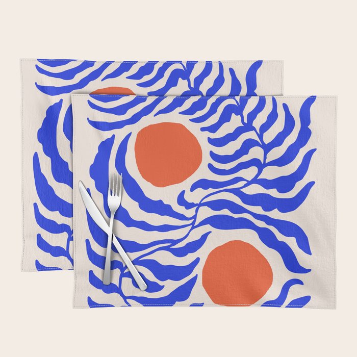 Blue and Orange Abstract Leaf Placemat Gallery Image 1