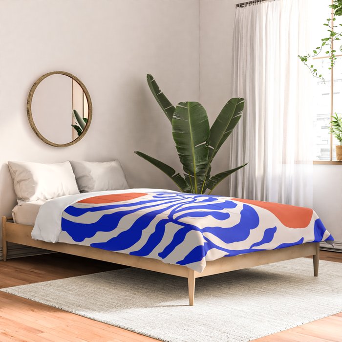 Blue and Orange Abstract Leaf Comforter Gallery Image 2