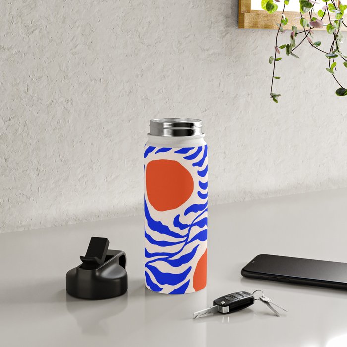 Blue and Orange Abstract Leaf Water Bottle Gallery Image 4