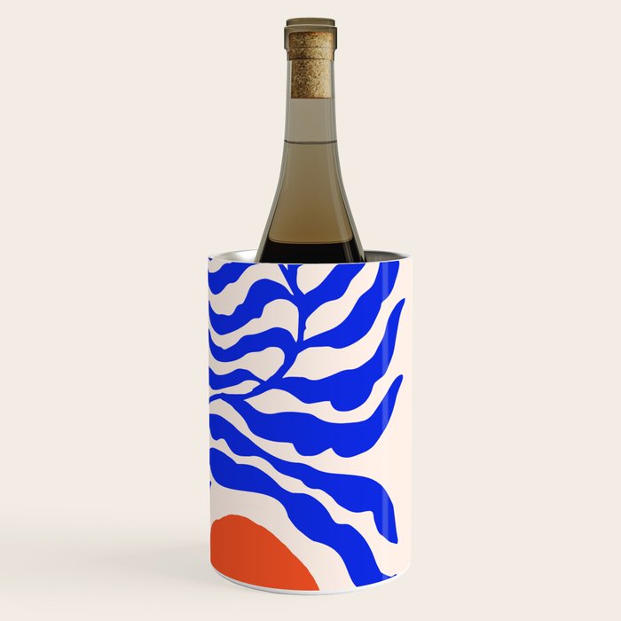 Blue and Orange Abstract Leaf Wine Chiller Gallery Image 3