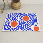 Blue and Orange Abstract Leaf Rug Gallery Image 1