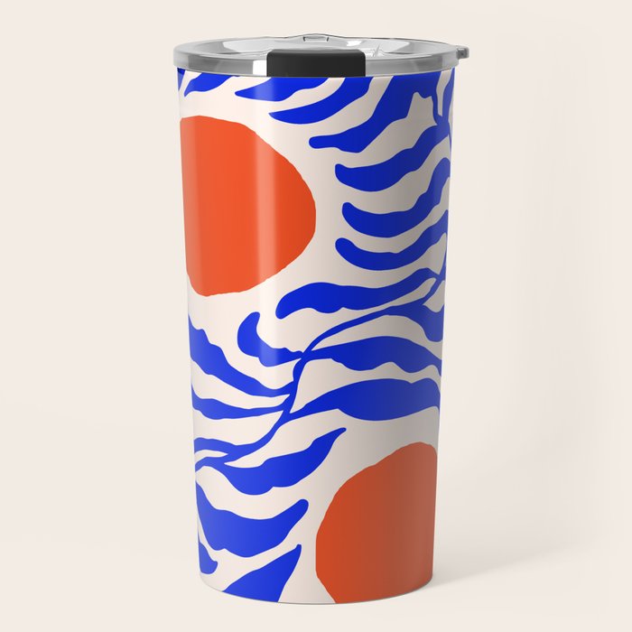 Blue and Orange Abstract Leaf Travel Mug Gallery Image 1
