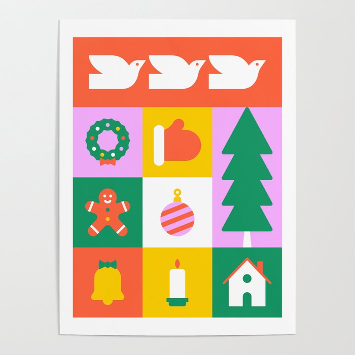Geometric christmas holiday mosaic art Poster Gallery Image 4