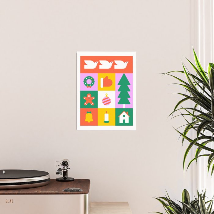 Geometric christmas holiday mosaic art Poster Gallery Image 2