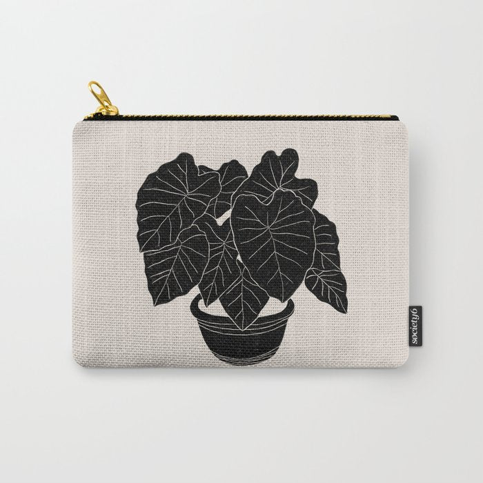Black & White Plants / Elephant Ear Carry All Pouch Gallery Image 1