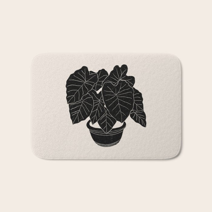 Black & White Plants / Elephant Ear Bath Mat Gallery Image 1