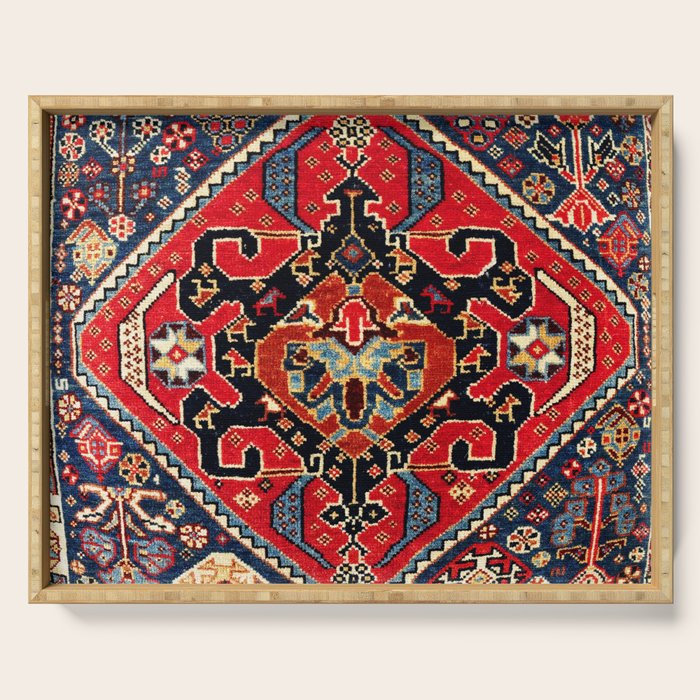 Qashqaâi Antique Fars Persian Bag Face Print Serving Tray Gallery Image 1
