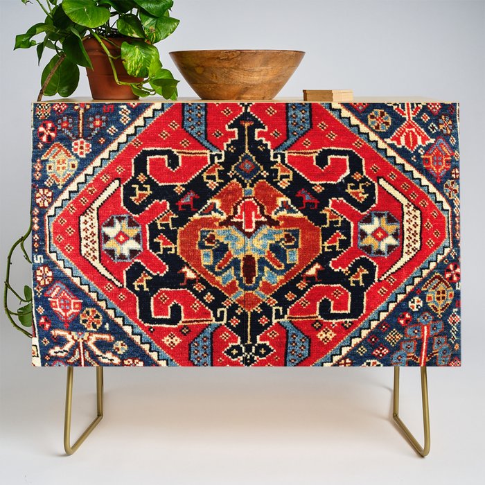 Qashqaâi Antique Fars Persian Bag Face Print Credenza Gallery Image 1