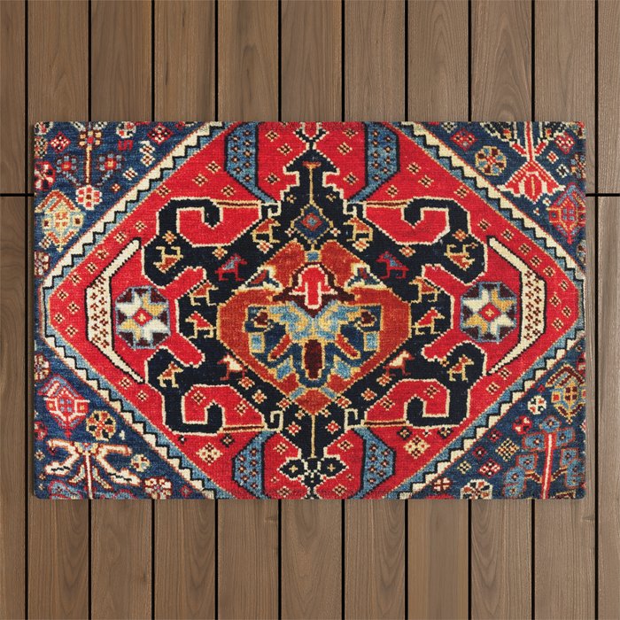Qashqaâi Antique Fars Persian Bag Face Print Outdoor Rug Gallery Image 1