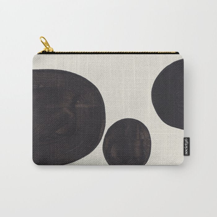 Black & White Minimalist Abstract Shapes Patterns Black Ink Painting Carry All Pouch Gallery Image 1