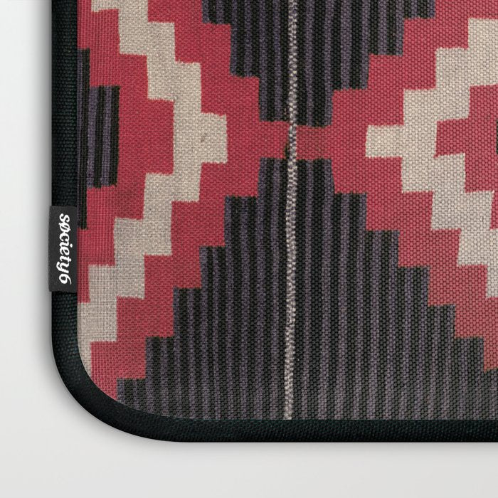 Red and White Moqui Stripe Southwest Navajo Rug Laptop Sleeve Gallery Image 3