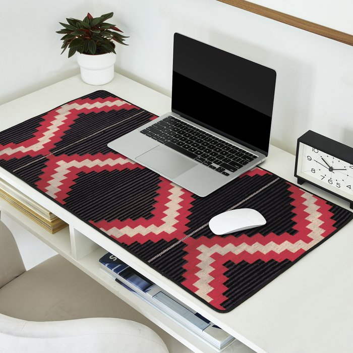 Red and White Moqui Stripe Southwest Navajo Rug Desk Mat Gallery Image 2