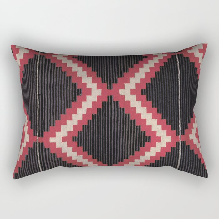 Red and White Moqui Stripe Southwest Navajo Rug Rectangular Pillow Gallery Image 1