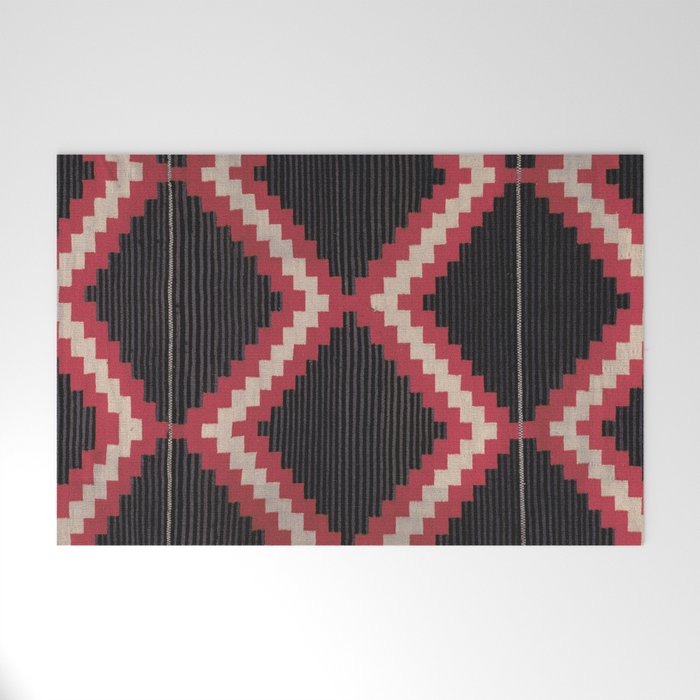 Red and White Moqui Stripe Southwest Navajo Rug Welcome Mat Gallery Image 1