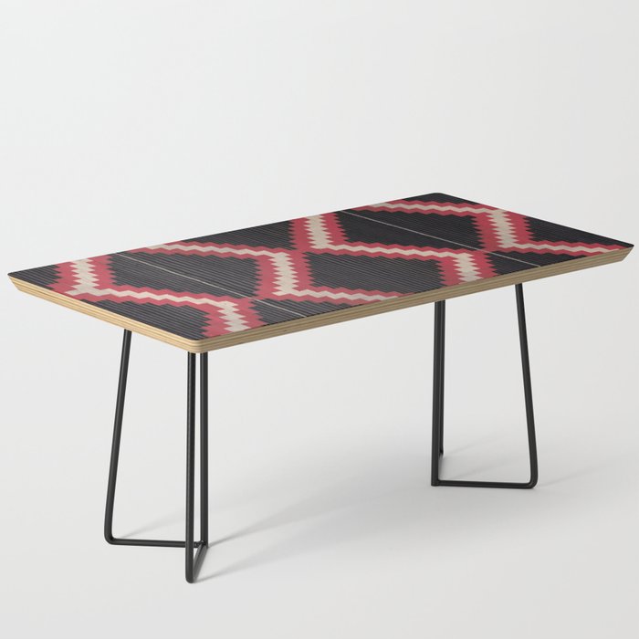 Red and White Moqui Stripe Southwest Navajo Rug Coffee Table Gallery Image 1