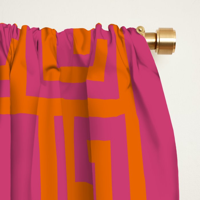 Pink Greek Key Print Window Curtain Gallery Image 2