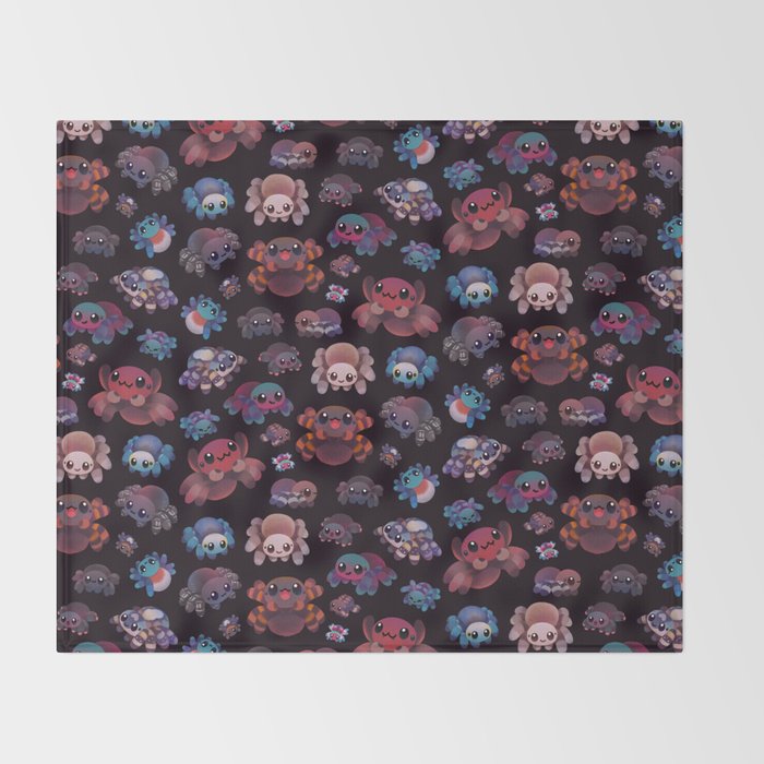 Tarantulas - dark Throw Blanket Gallery Image 2