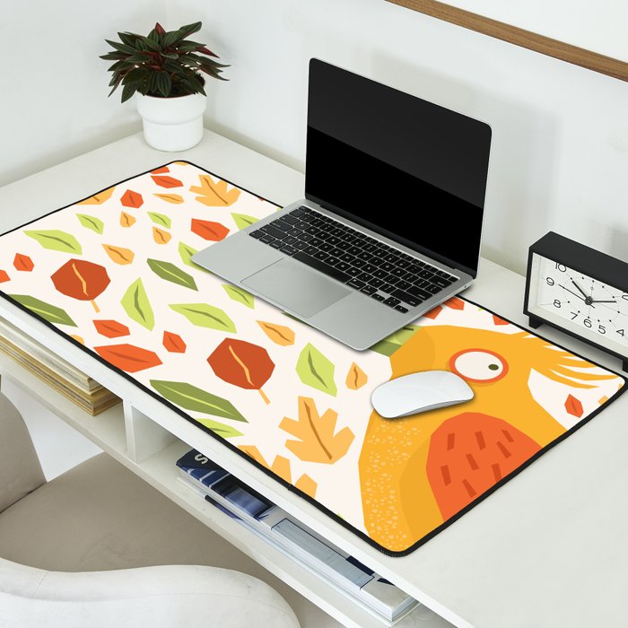 Autumn bird and leaves Desk Mat Gallery Image 2
