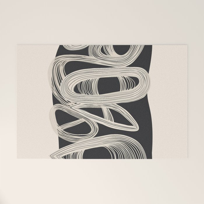 Continuous Flow - Monochrome Abstract Design Welcome Mat Gallery Image 1