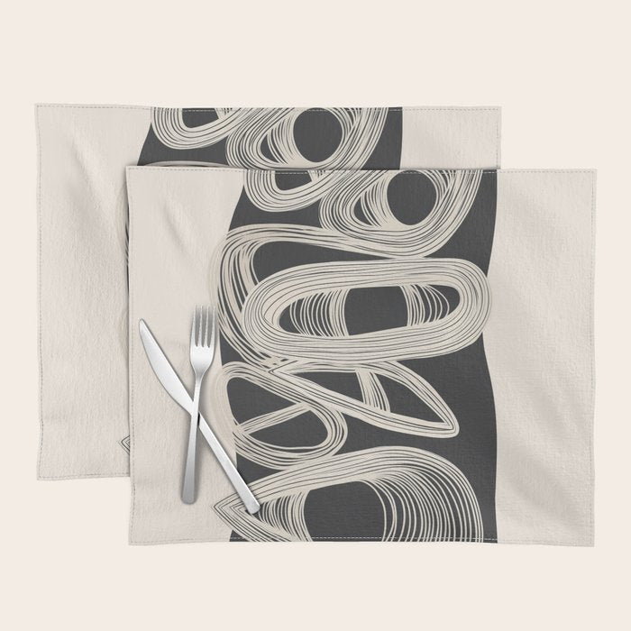 Continuous Flow - Monochrome Abstract Design Placemat Gallery Image 1