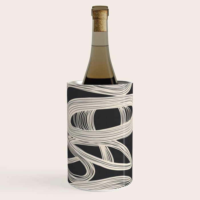 Continuous Flow - Monochrome Abstract Design Wine Chiller Gallery Image 1