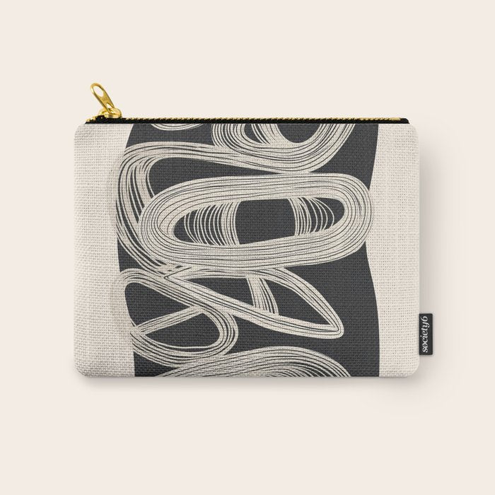 Continuous Flow - Monochrome Abstract Design Carry All Pouch Gallery Image 1