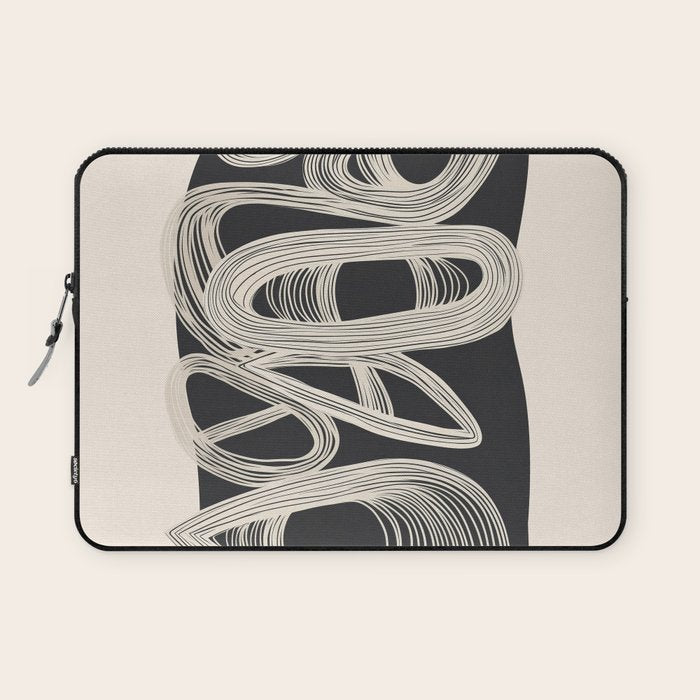 Continuous Flow - Monochrome Abstract Design Laptop Sleeve Gallery Image 1
