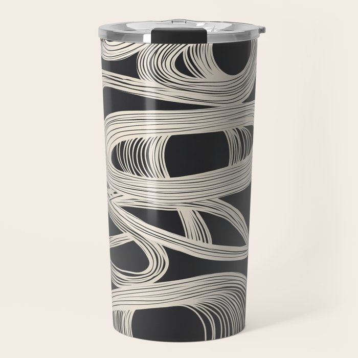 Continuous Flow - Monochrome Abstract Design Travel Mug Gallery Image 1