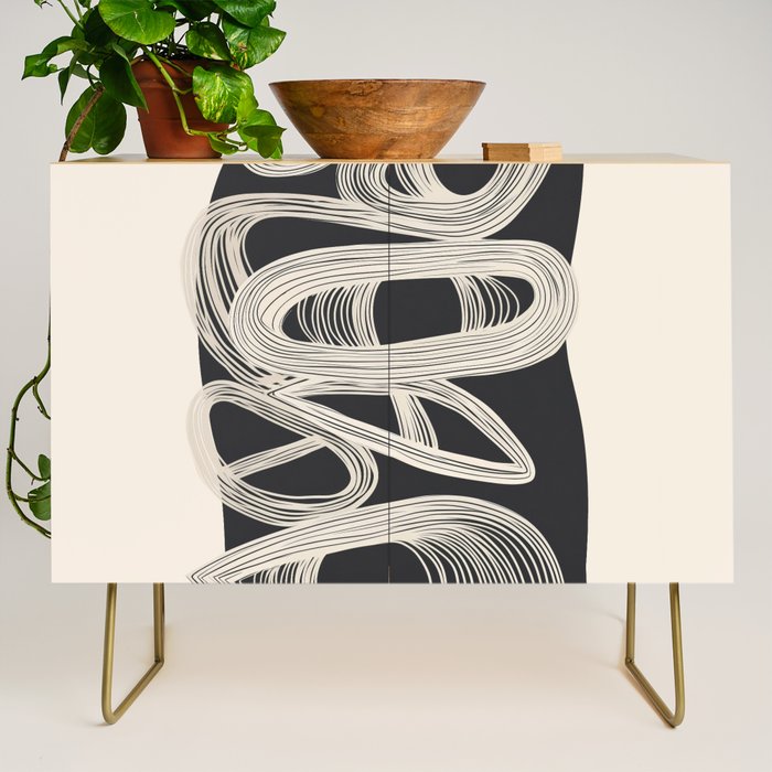 Continuous Flow - Monochrome Abstract Design Credenza Gallery Image 1