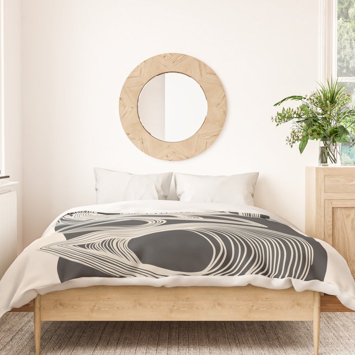 Continuous Flow - Monochrome Abstract Design Duvet Cover Gallery Image 3