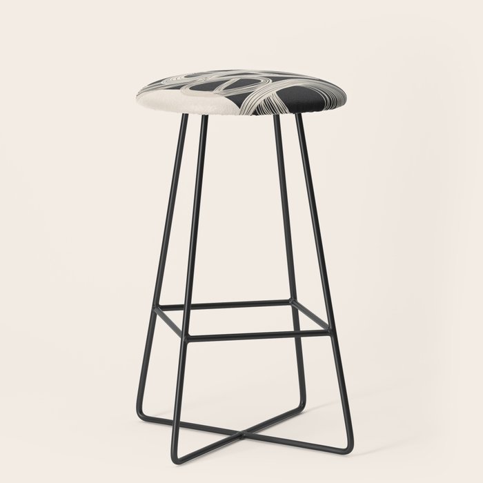Continuous Flow - Monochrome Abstract Design Stool Gallery Image 1