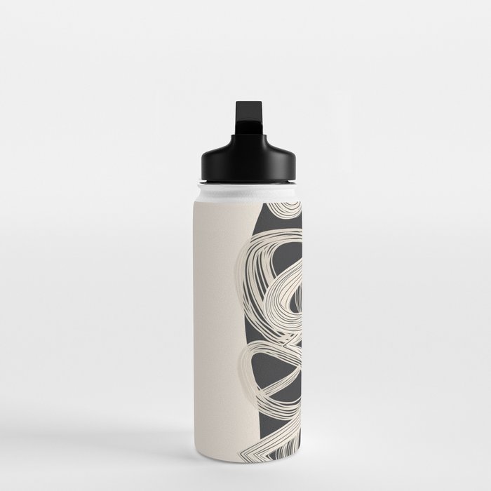 Continuous Flow - Monochrome Abstract Design Water Bottle Gallery Image 3