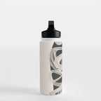 Continuous Flow - Monochrome Abstract Design Water Bottle Gallery Image 3