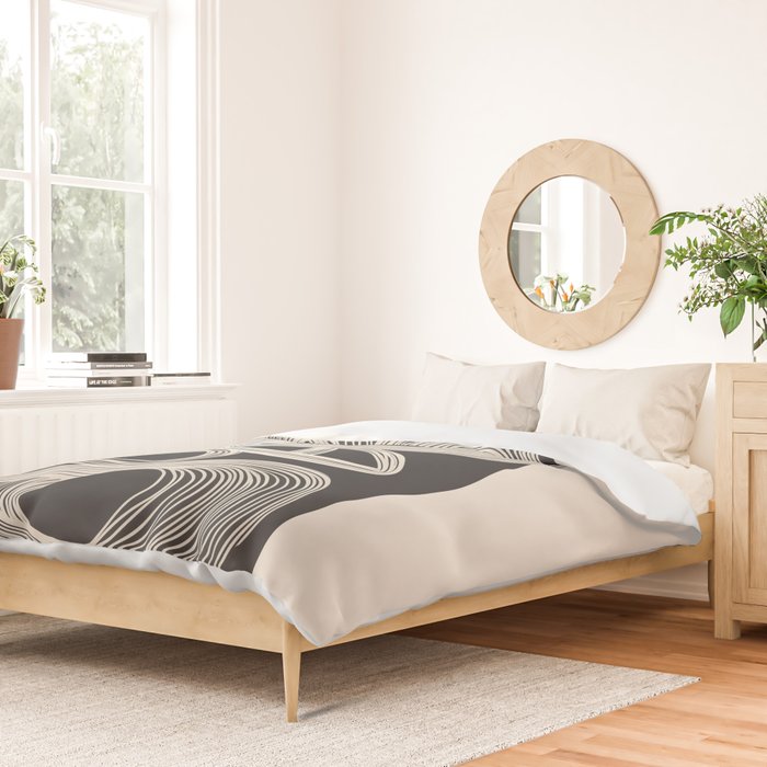 Continuous Flow - Monochrome Abstract Design Duvet Cover Gallery Image 2