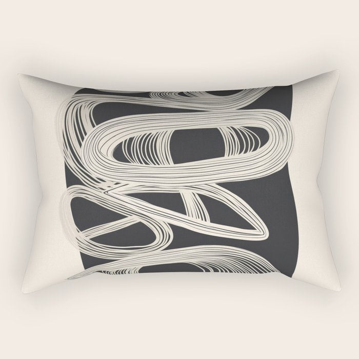 Continuous Flow - Monochrome Abstract Design Rectangular Pillow Gallery Image 2