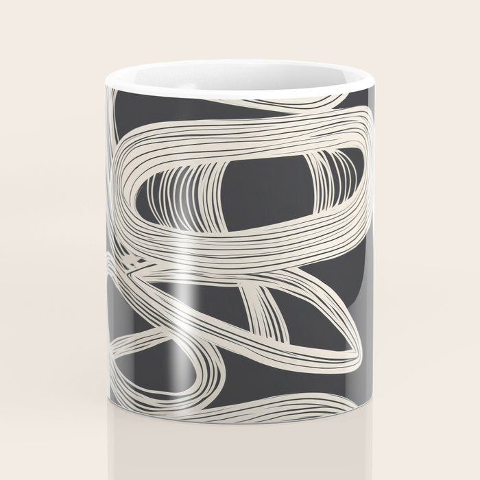 Continuous Flow - Monochrome Abstract Design Coffee Mug Gallery Image 4
