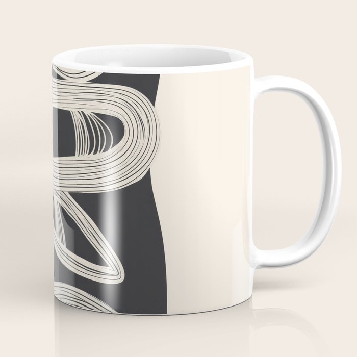 Continuous Flow - Monochrome Abstract Design Coffee Mug Gallery Image 1