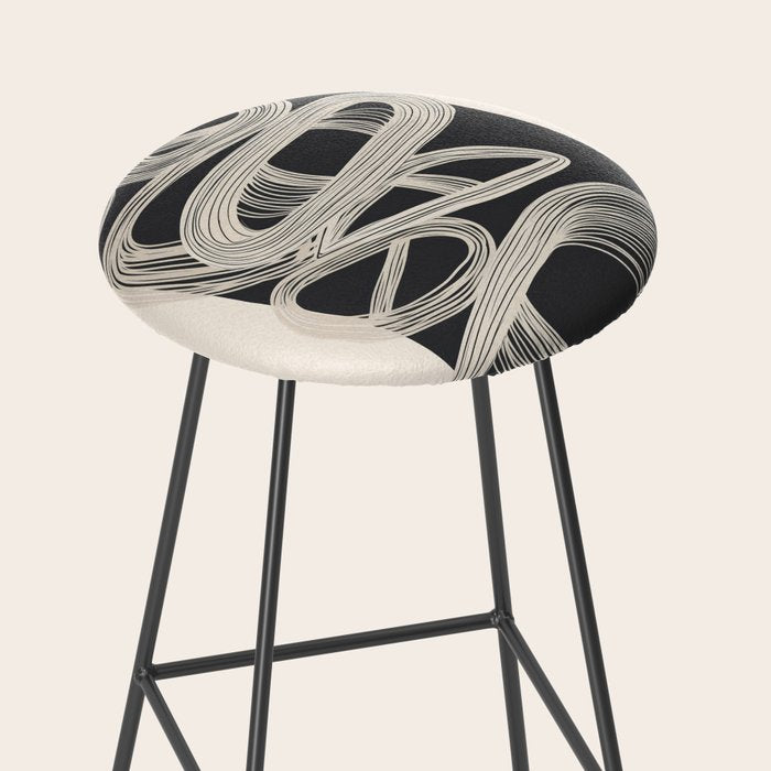Continuous Flow - Monochrome Abstract Design Stool Gallery Image 2