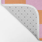 Pink and Orange Checkerboard Grid Bath Mat Gallery Image 2