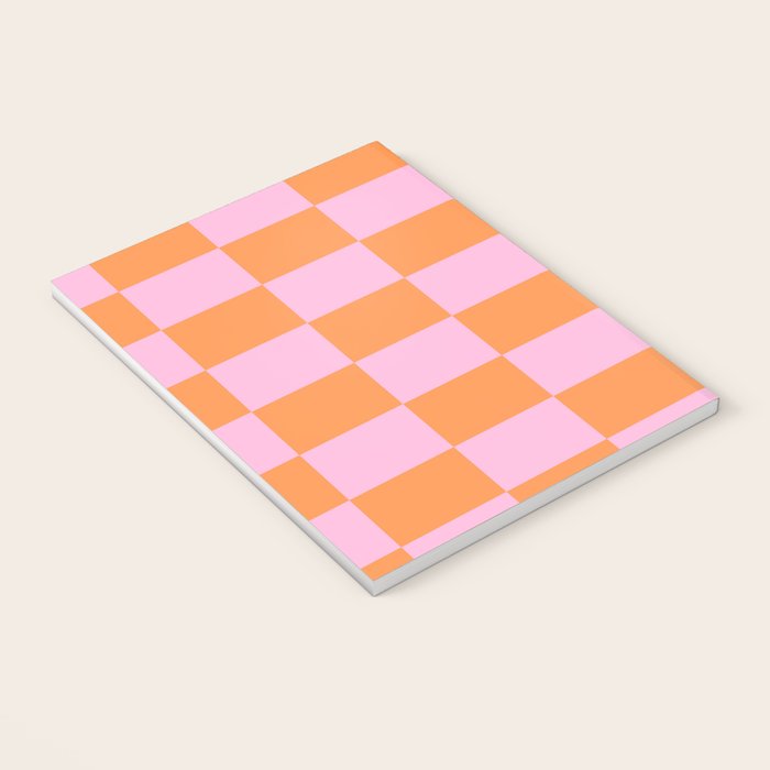 Pink and Orange Checkerboard Grid Notebook Gallery Image 3