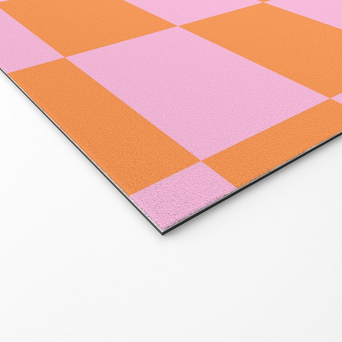 Pink and Orange Checkerboard Grid Welcome Mat Gallery Image 2