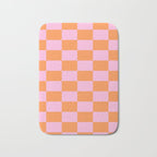 Pink and Orange Checkerboard Grid Bath Mat Gallery Image 1