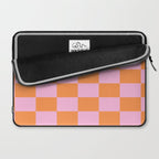 Pink and Orange Checkerboard Grid Laptop Sleeve Gallery Image 2
